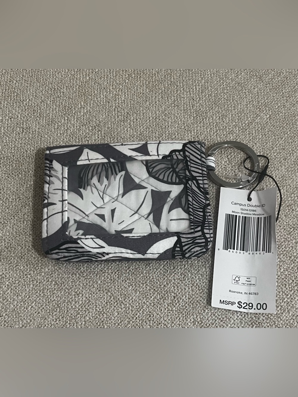 Vera Bradley Moon Shadow Zip ID Case Keychain Holder - Picture 2 of 3